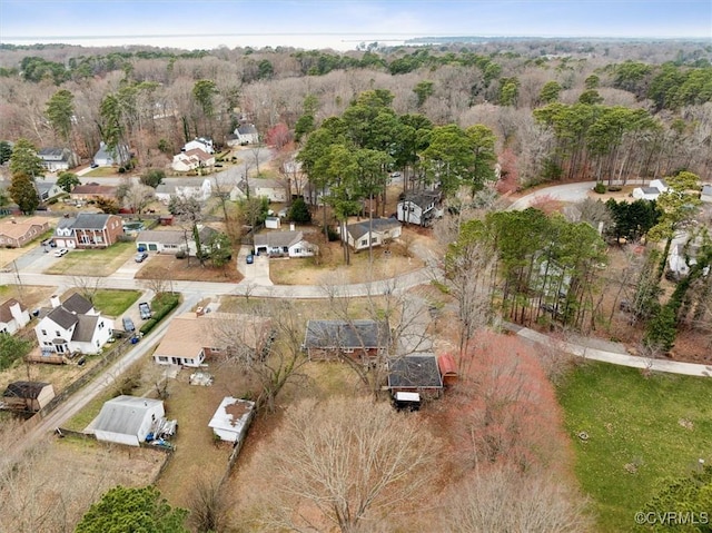 bird's eye view featuring a view of trees