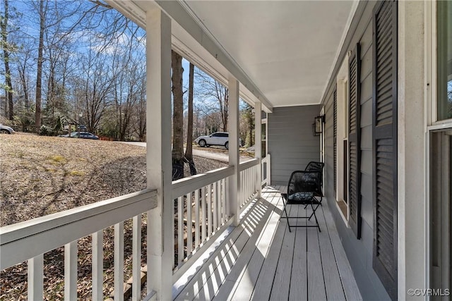 deck featuring a porch