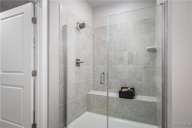 bathroom with a stall shower