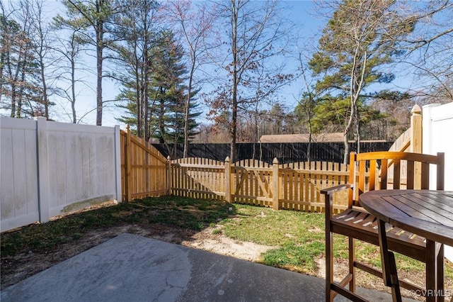 view of yard with a patio and a fenced backyard