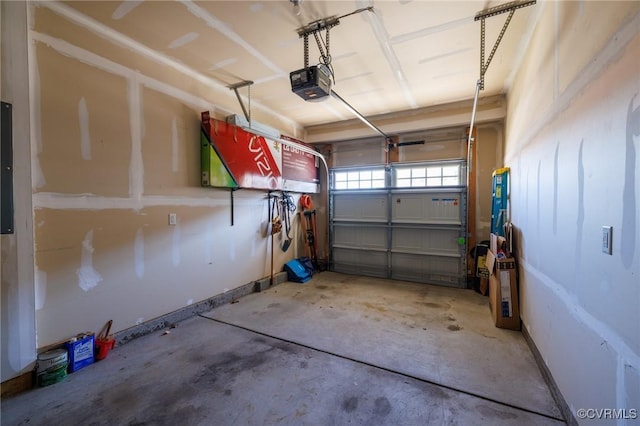 garage with a garage door opener