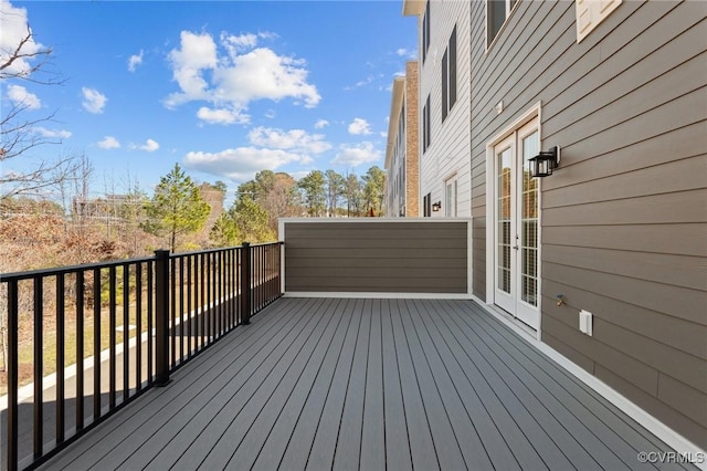 wooden terrace with french doors