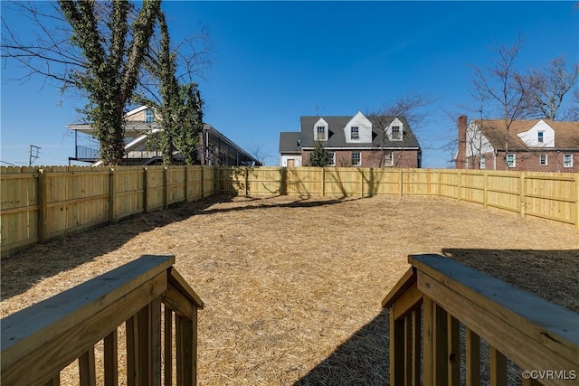 view of yard featuring a fenced backyard