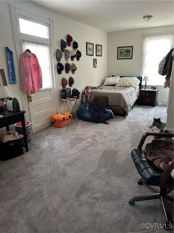 bedroom featuring carpet