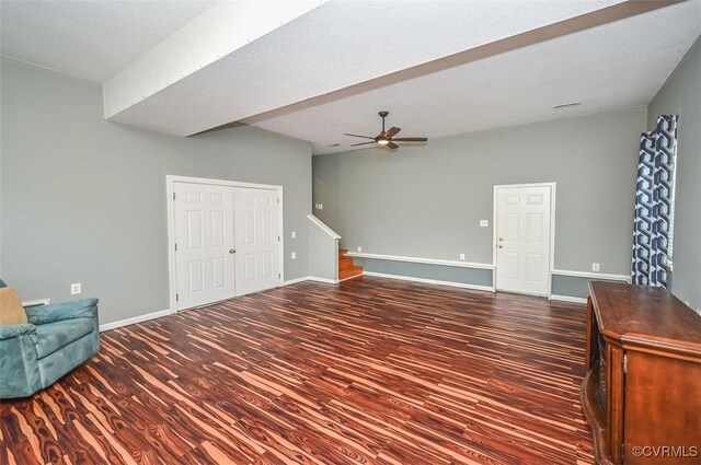 3090 Magnolia Woods Ct, Quinton, VA 23141 - unfurnished living room featuring baseboards, ceiling fan, and wood finished floors