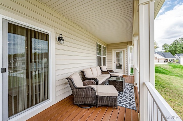 deck featuring an outdoor living space