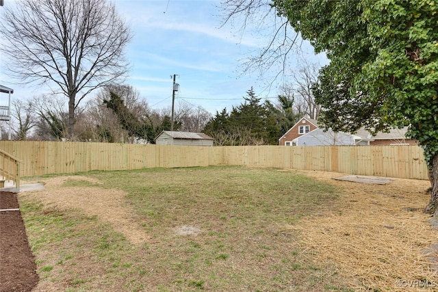 view of yard featuring a fenced backyard