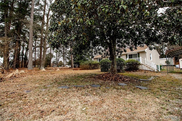 view of yard with a carport