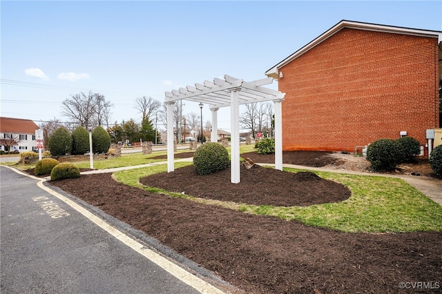 exterior space with a pergola