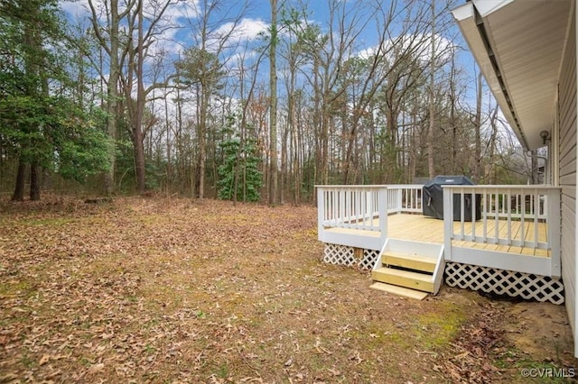 view of yard with a deck