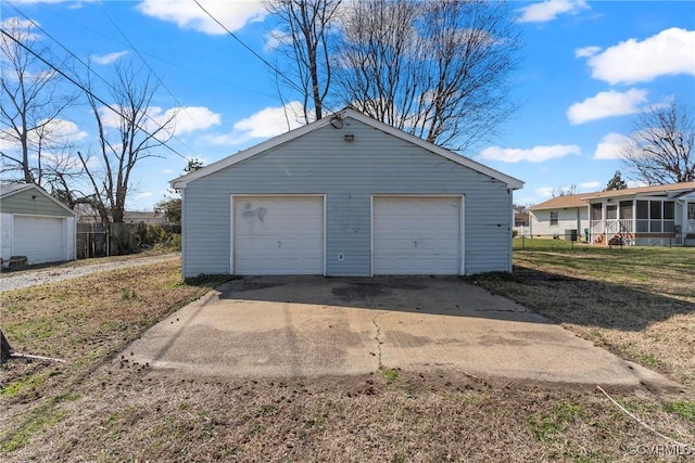 view of detached garage