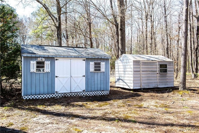 view of shed