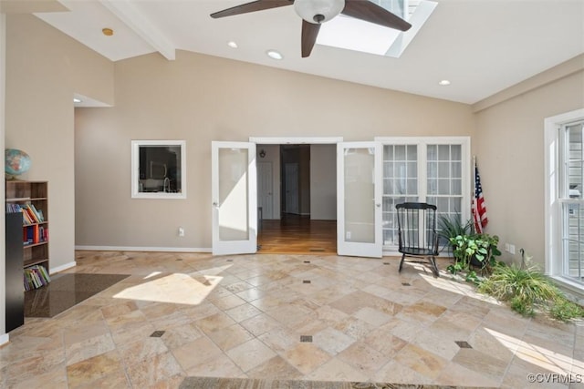 interior space with a ceiling fan