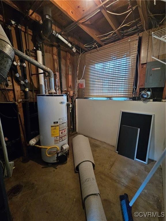 utility room featuring gas water heater