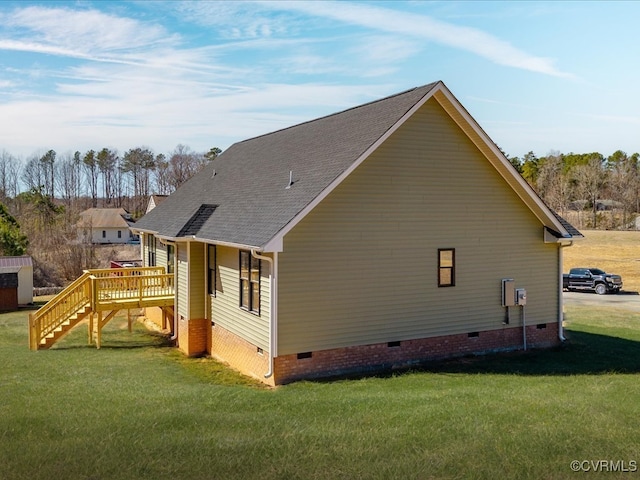 0 Silver Trail Cir, Lawrenceville, VA 23868 - rear view of house with crawl space, stairway, a deck, and a lawn