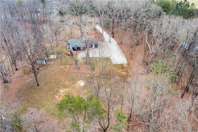 aerial view with a wooded view