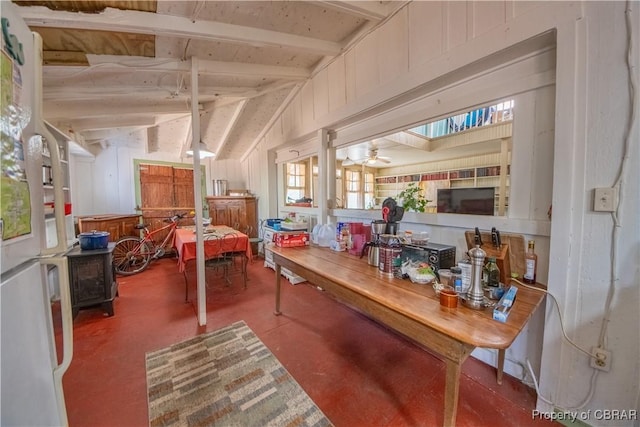 257 Horseshoe Bend Rd, Deltaville, VA 23043 - office area with a ceiling fan and vaulted ceiling