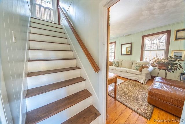 257 Horseshoe Bend Rd, Deltaville, VA 23043 - stairs with hardwood / wood-style flooring