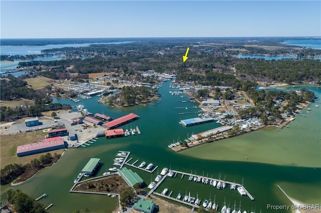 257 Horseshoe Bend Rd, Deltaville, VA 23043 - bird's eye view of numerous boat docks and a nearby body of water