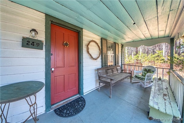 257 Horseshoe Bend Rd, Deltaville, VA 23043 - view of exterior entry featuring covered porch