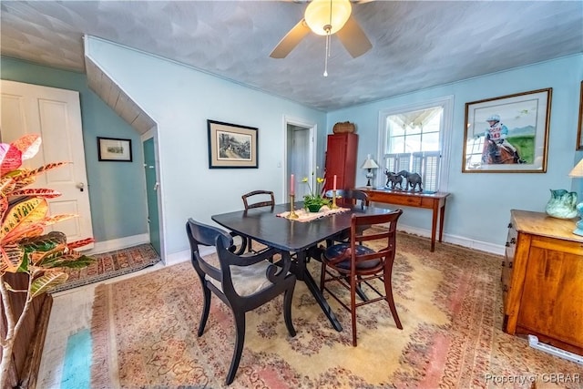 257 Horseshoe Bend Rd, Deltaville, VA 23043 - dining room with baseboards and a ceiling fan