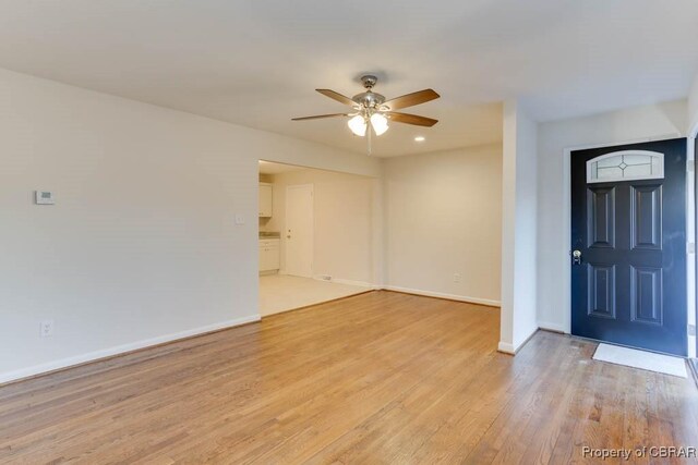 104 Clemwood Pkwy, Hampton, VA 23669 - foyer entrance featuring light wood-style flooring, baseboards, and a ceiling fan