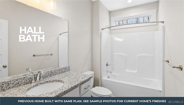 5732 Darlington Heights Rd, Farmville, VA 23901 - bathroom featuring toilet, vanity, and shower / washtub combination