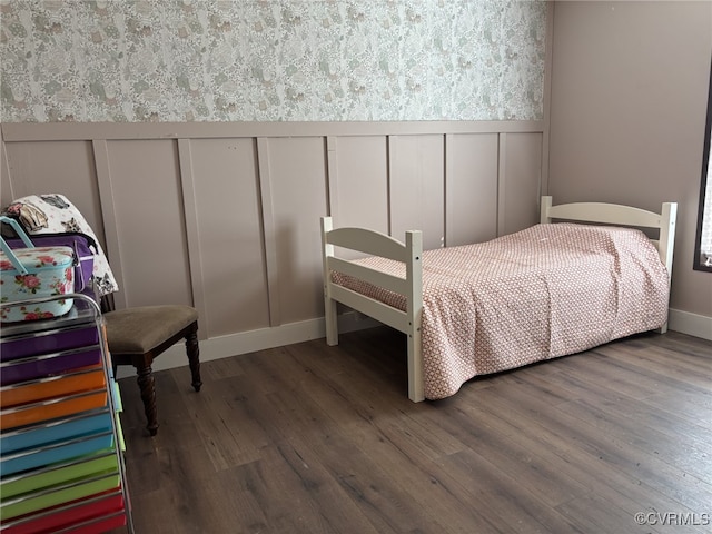 16690 Shands Rd, South Prince George, VA 23805 - bedroom featuring a wainscoted wall, wallpapered walls, and wood finished floors