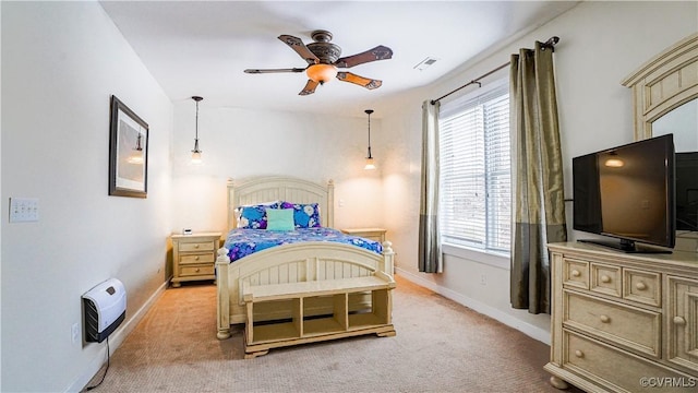 1729 Lake Forest Dr, Mineral, VA 23117 - bedroom featuring baseboards, heating unit, visible vents, and light carpet