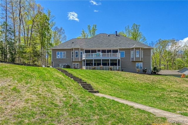 1729 Lake Forest Dr, Mineral, VA 23117 - back of property featuring a yard and a balcony