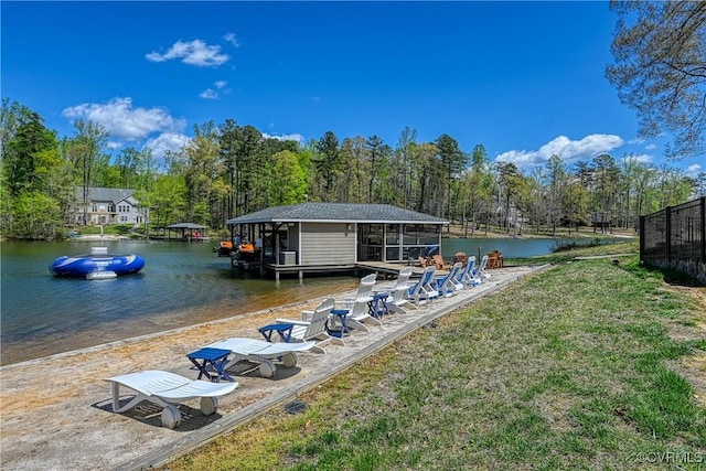 1729 Lake Forest Dr, Mineral, VA 23117 - dock area with a lawn and a water view
