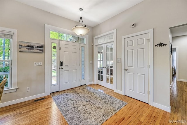 1729 Lake Forest Dr, Mineral, VA 23117 - foyer featuring wood-type flooring, plenty of natural light, baseboards, and french doors