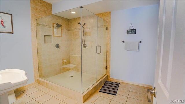 1729 Lake Forest Dr, Mineral, VA 23117 - full bath with baseboards, tile patterned flooring, and a stall shower