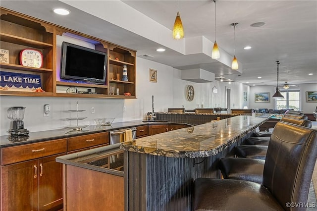 1729 Lake Forest Dr, Mineral, VA 23117 - bar featuring dishwasher, pendant lighting, a sink, and recessed lighting