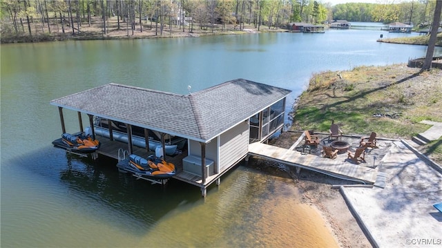 1729 Lake Forest Dr, Mineral, VA 23117 - dock area with a fire pit, boat lift, and a water view