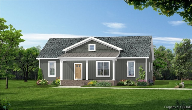 276 Safe Harbor Lndg, Hague, VA 22469 - view of front of property with a front lawn, a standing seam roof, board and batten siding, and roof with shingles