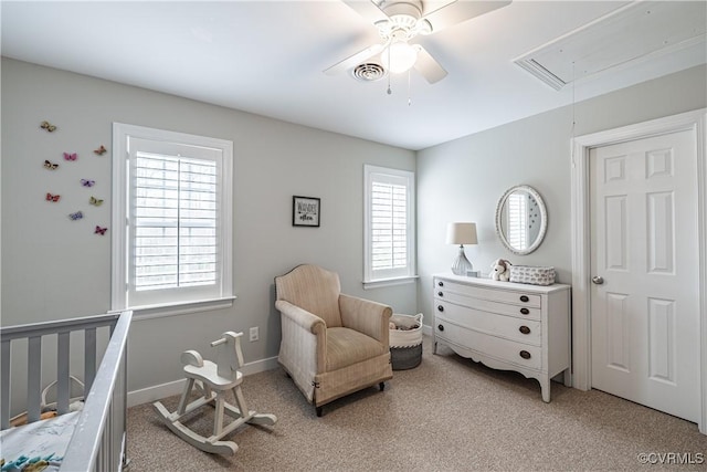 1635 Dorset Meadows Ln, Powhatan, VA 23139 - bedroom with attic access, light carpet, and ceiling fan