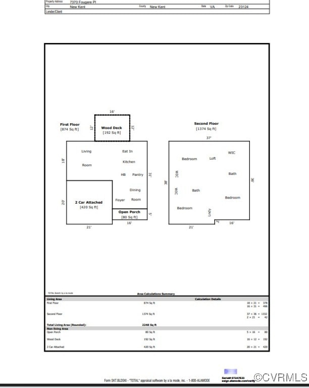 7370 Fougere Pl, New Kent, VA 23124 - view of property floor plan