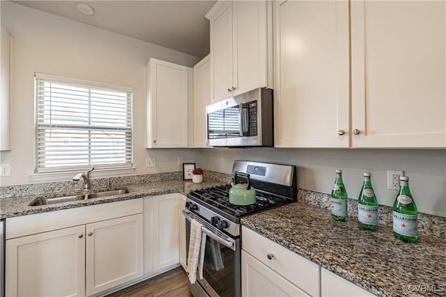 6328 Gossamer Aly, Moseley, VA 23120 - kitchen with white cabinets, stone counters, a sink, and appliances with stainless steel finishes