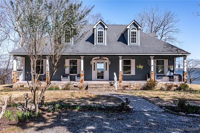 289 Oyster Shell Rd, Laneview, VA 22560 - cape cod home featuring a porch and a shingled roof