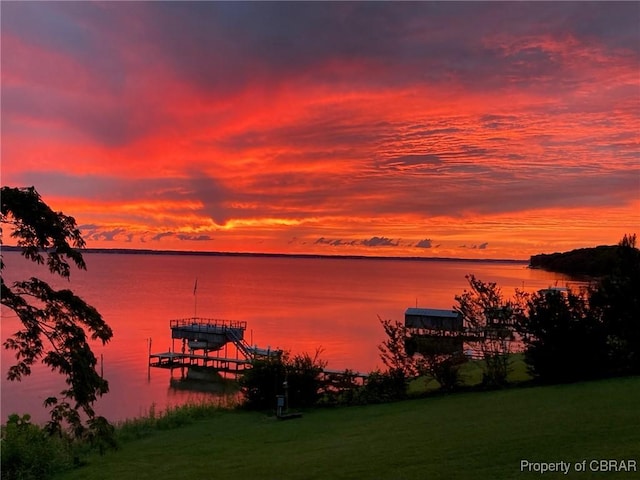 289 Oyster Shell Rd, Laneview, VA 22560 - water view featuring boat lift and a boat dock