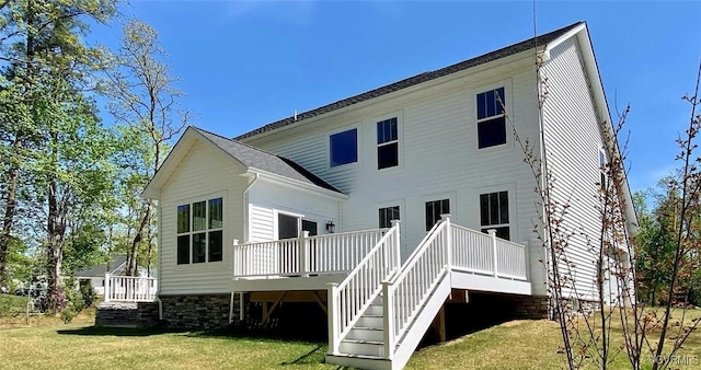 LOT73 Dove Ct, Louisa, VA 23024 - back of house with a lawn, a wooden deck, and stairs