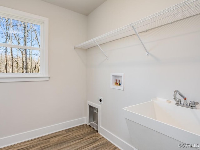 LOT73 Dove Ct, Louisa, VA 23024 - clothes washing area with electric dryer hookup, washer hookup, a sink, baseboards, and laundry area