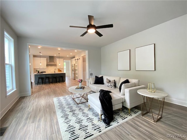 LOT73 Dove Ct, Louisa, VA 23024 - living room featuring baseboards, ceiling fan, and wood finished floors