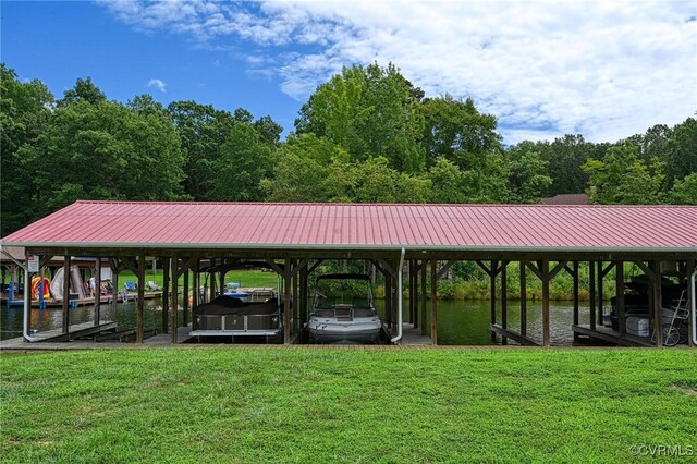 LOT73 Dove Ct, Louisa, VA 23024 - view of home's community with a water view, a lawn, and a boat dock