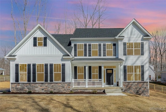 LOT73 Dove Ct, Louisa, VA 23024 - view of front of home featuring stone siding, covered porch, and board and batten siding