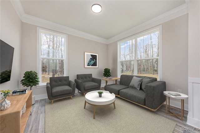 LOT73 Dove Ct, Louisa, VA 23024 - living area featuring a wealth of natural light, crown molding, baseboards, and wood finished floors