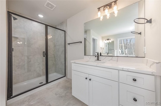 LOT73 Dove Ct, Louisa, VA 23024 - bathroom featuring visible vents, a stall shower, and vanity