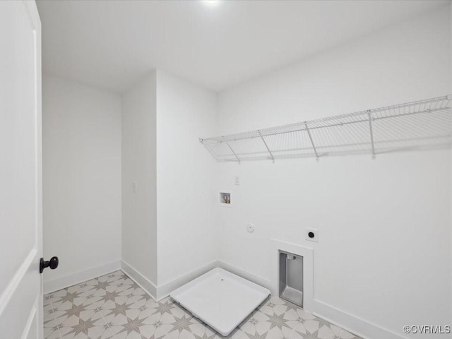 laundry room featuring hookup for an electric dryer, hookup for a washing machine, light floors, laundry area, and hookup for a gas dryer