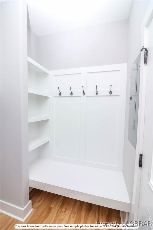 981 Knights Landing Dr, Heathsville, VA 22473 - mudroom with electric panel and light wood-style floors